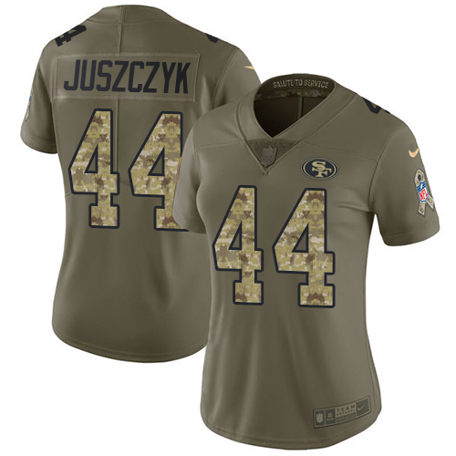 Nike 49ers #44 Kyle Juszczyk Olive/Camo Women's Stitched NFL Limited Salute to Service Jersey